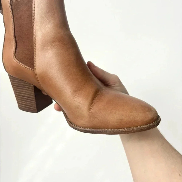 Madewell Reagan Tan Genuine Leather Ankle Chelsea Booties Sz 8 - Picture 5 of 10
